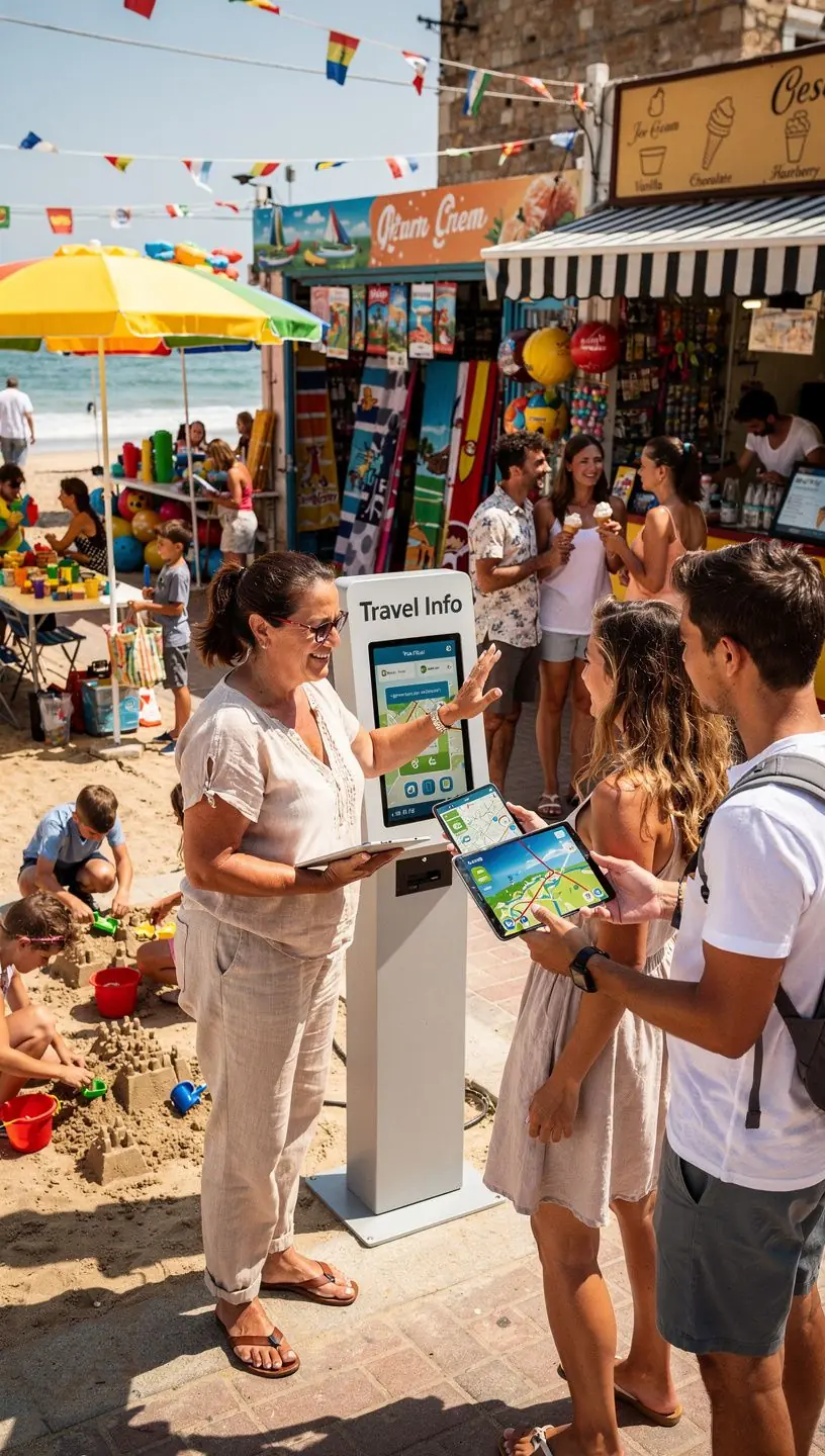 Koordynacja logistyki podróży nadmorskiej z widokiem na plażę.