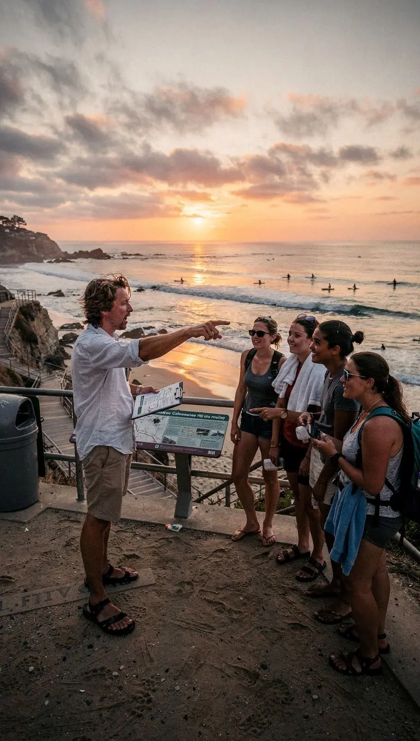 Grupa turystów korzystających z aplikacji do planowania podróży.