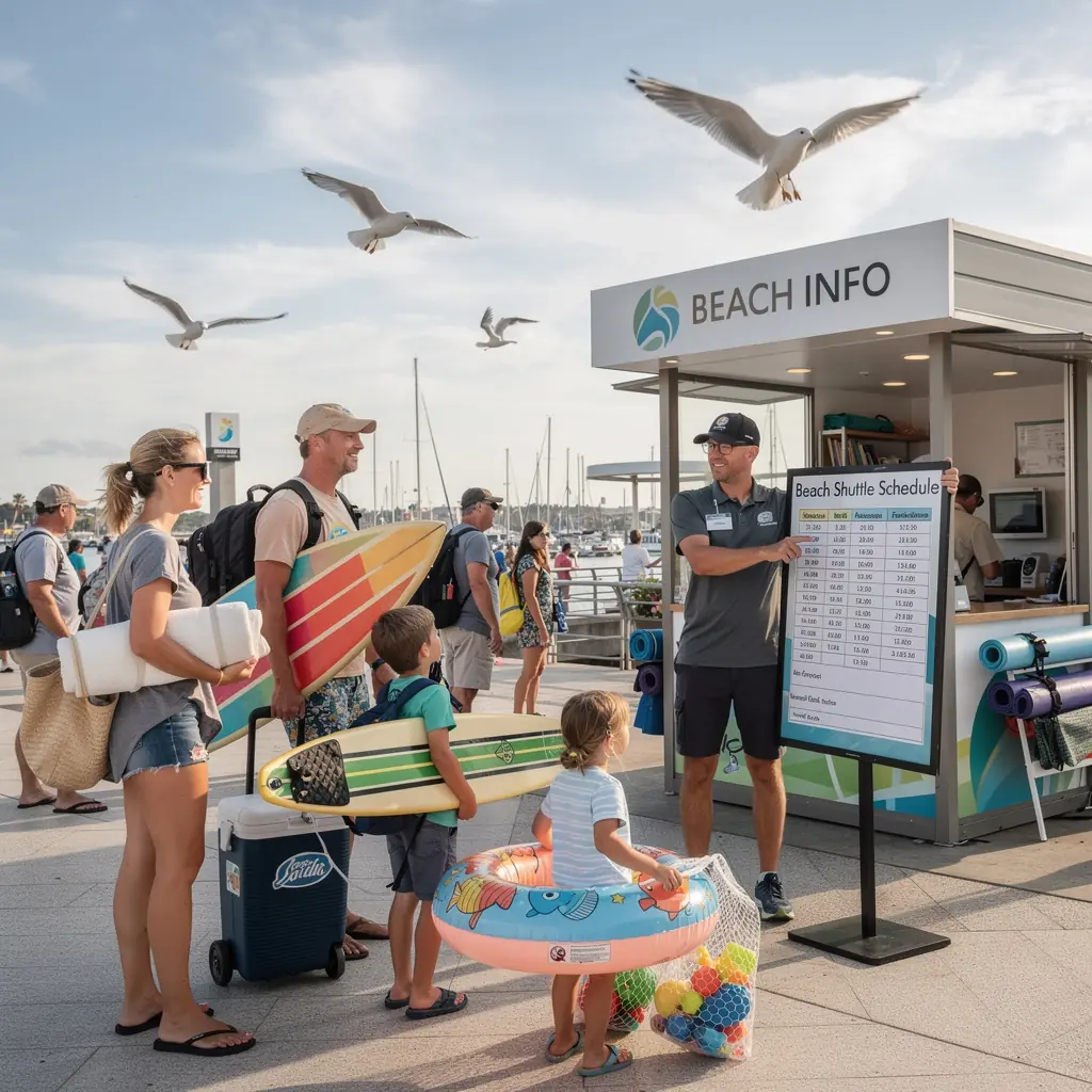 Grupa osób unikająca kolejek i tłumów w popularnym miejscu turystycznym.